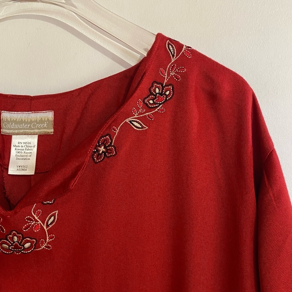 Lagenlook Full length Red embroidered Maxi Dress Coldwater Creek Womens size 3X - Picture 9 of 10